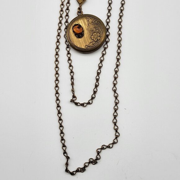 Stunning Atique Locket Necklace 3 strand  Art Nouveau unsigned Estate Find - Picture 4 of 13